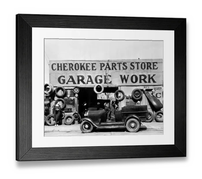 Framed Print : Auto Parts Store and Garage Framed Print : Auto Parts Store and Garage