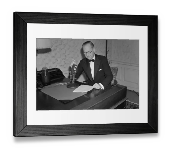 Framed Print : Joseph P. Kennedy Sitting at Microphone Framed Print : Joseph P. Kennedy Sitting at Microphone