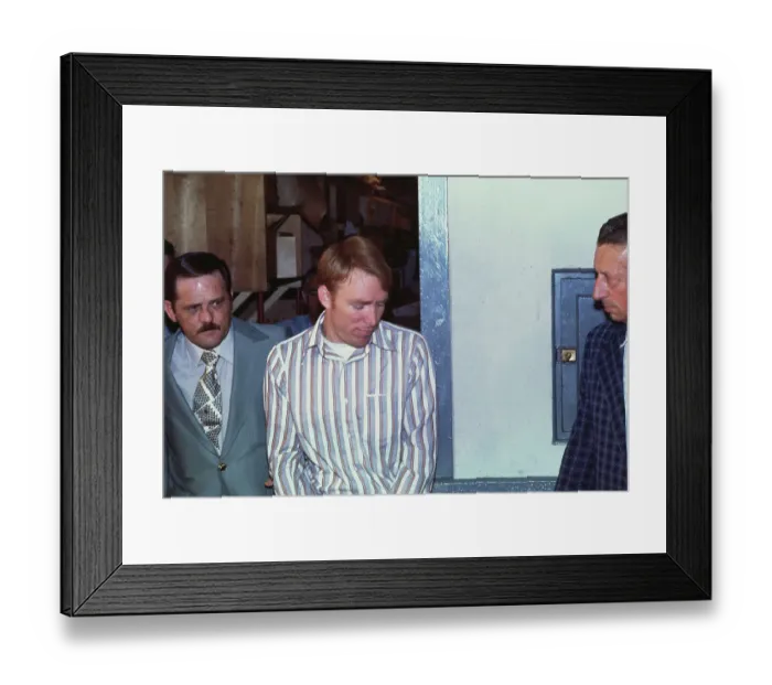 Framed Print : Lawyers Escorting James Schoenfeld Framed Print : Lawyers Escorting James Schoenfeld