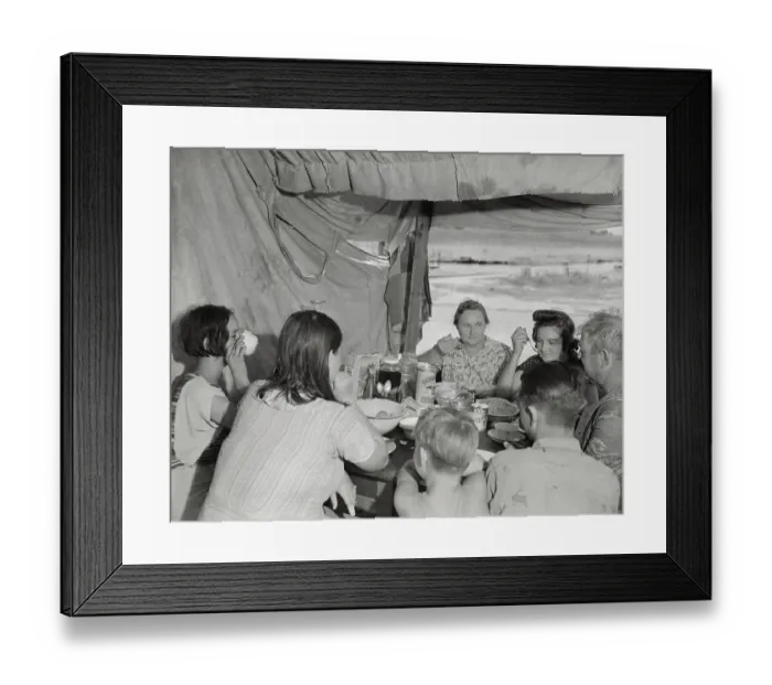 Framed Print : Migrant Families Eating a Meal Framed Print : Migrant Families Eating a Meal