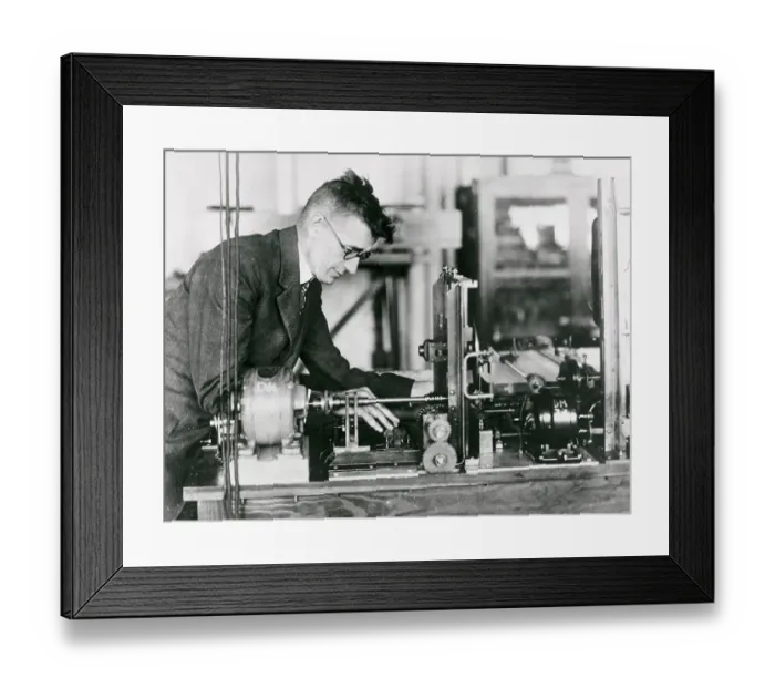 Framed Print : Vannevar Bush Working on Machine in Lab Framed Print : Vannevar Bush Working on Machine in Lab
