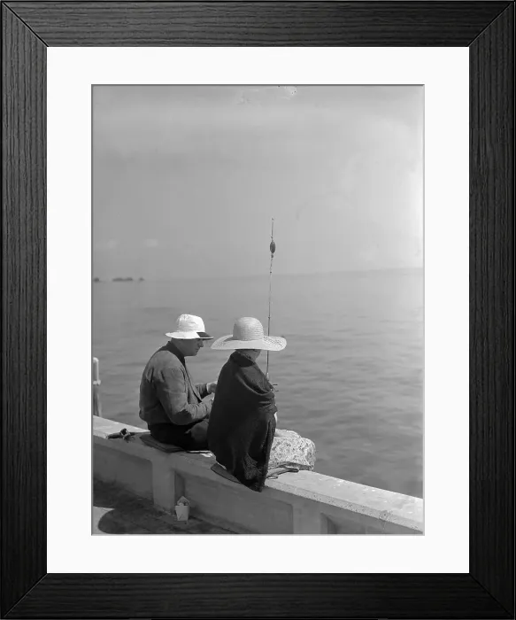 Framed Print : Elderly Couple Fishing