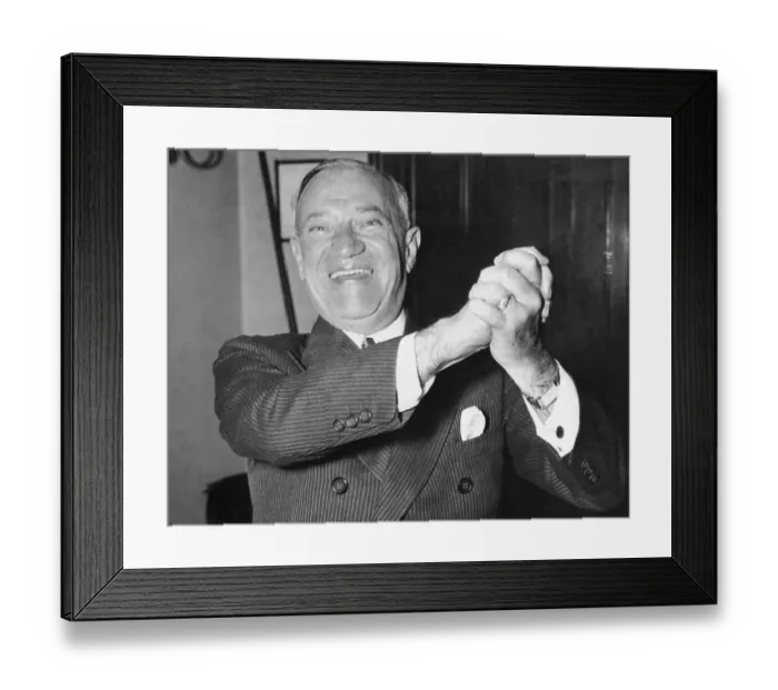 Framed Print : Senator Robert Wagner Clasping His Hands in Approval Framed Print : Senator Robert Wagner Clasping His Hands in Approval
