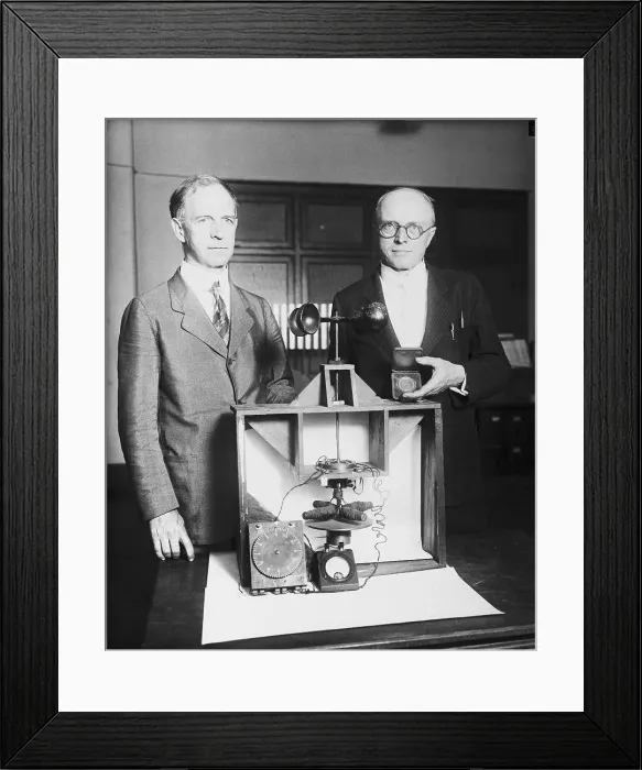Framed Print : Inventors of Airplane Compass for Charles Lindbergh With Instrument Framed Print : Inventors of Airplane Compass for Charles Lindbergh With Instrument