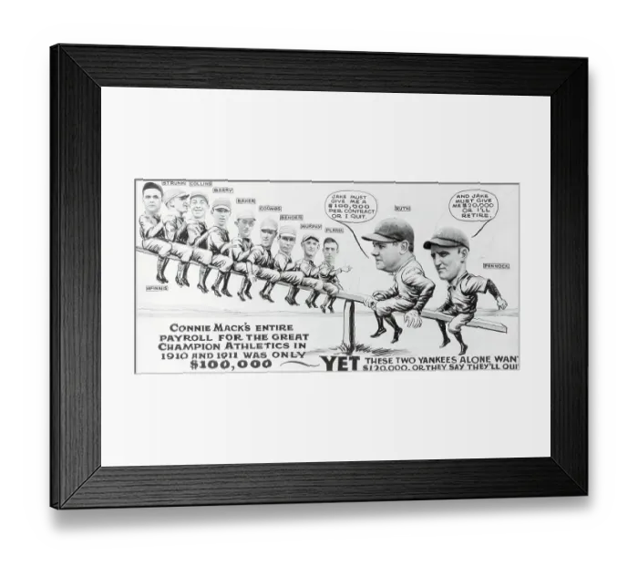 Framed Print : Drawing Depicting Babe Ruth and Herbie Pennock Salaries Framed Print : Drawing Depicting Babe Ruth and Herbie Pennock Salaries