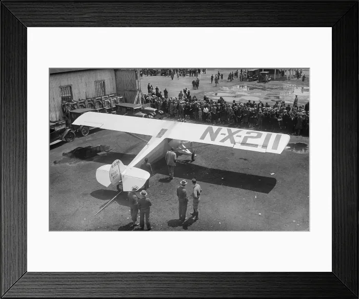 Framed Print : Crowds Surrounding Charles Lindbergh Airplane on the Ground