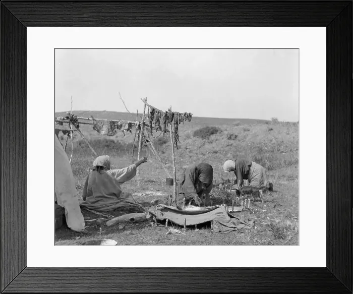 Framed Print : Native American Women Drying Meat Framed Print : Native American Women Drying Meat