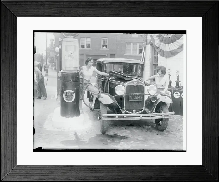 Framed Print : Women Gas Attendants Framed Print : Women Gas Attendants