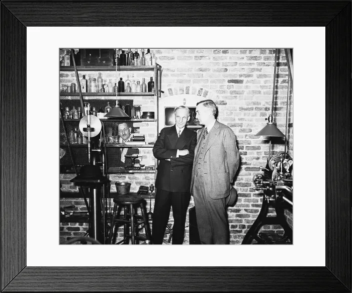 Framed Print : Henry Ford and Charles Edison Conversing in Shop Framed Print : Henry Ford and Charles Edison Conversing in Shop