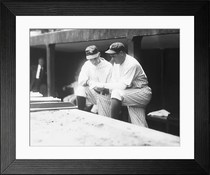 Framed Print : Babe Ruth Showing Sore Finger Framed Print : Babe Ruth Showing Sore Finger