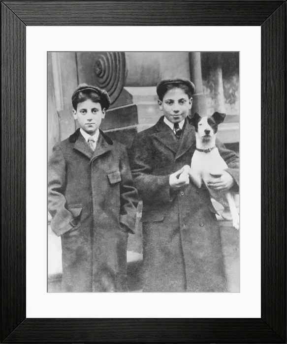 Framed Print : Young Groucho and Harpo Marx with a Dog Framed Print : Young Groucho and Harpo Marx with a Dog