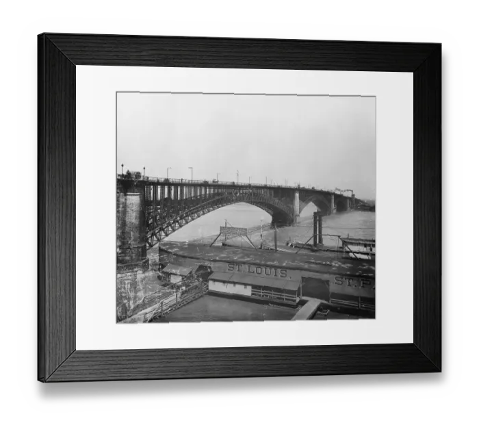 Framed Print : Ship Near Dock Under St. Louis Bridge