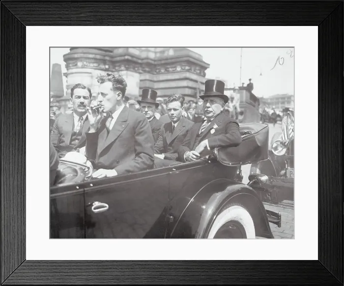 Framed Print : Charles Lindberg Riding Car Framed Print : Charles Lindberg Riding Car