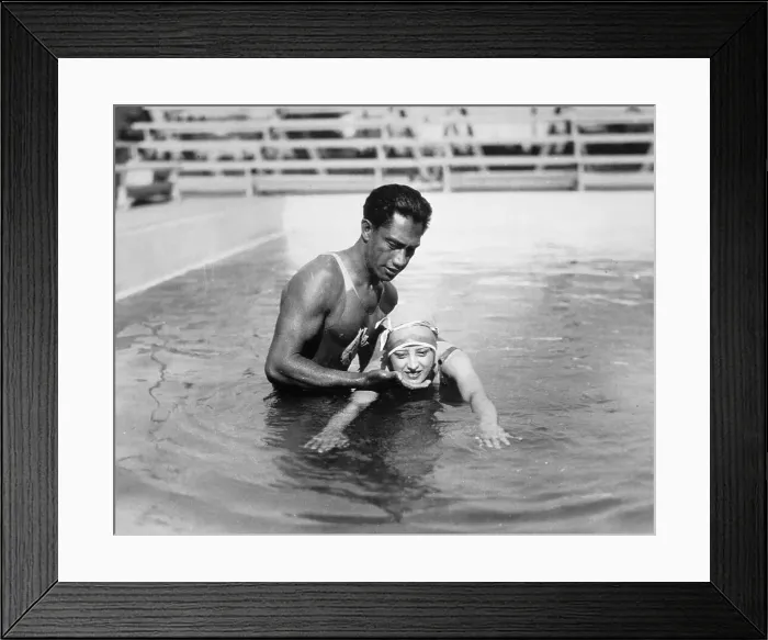 Framed Print : Duke Kahanamoku Teaching Estelle Taylor Framed Print : Duke Kahanamoku Teaching Estelle Taylor