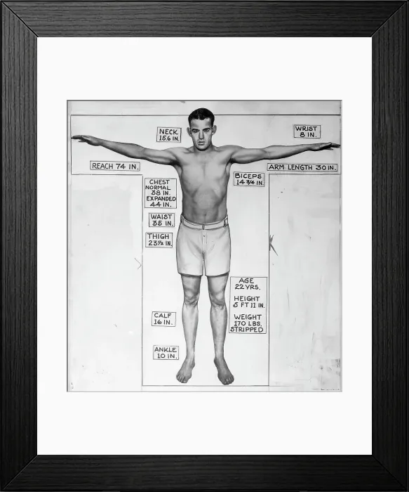 Framed Print : Red Grange Showing his Physique