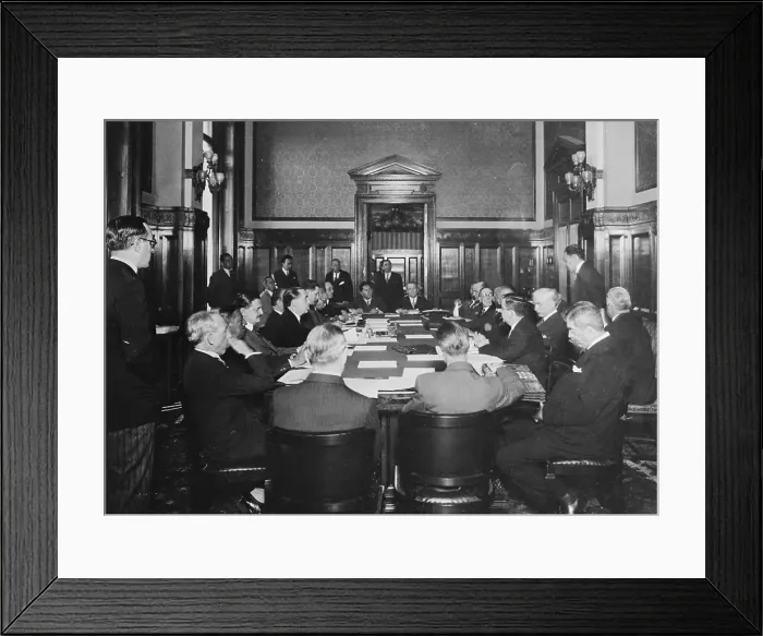 Framed Print : Large Group of Men Sitting at Table Framed Print : Large Group of Men Sitting at Table