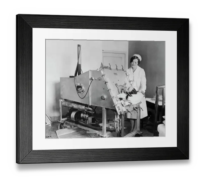 Framed Print : Girl Being Taken Care of in Respirator Framed Print : Girl Being Taken Care of in Respirator