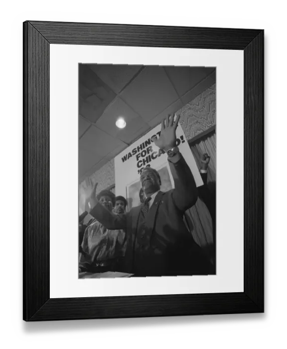 Framed Print : Harold Washington at his Election Headquarters