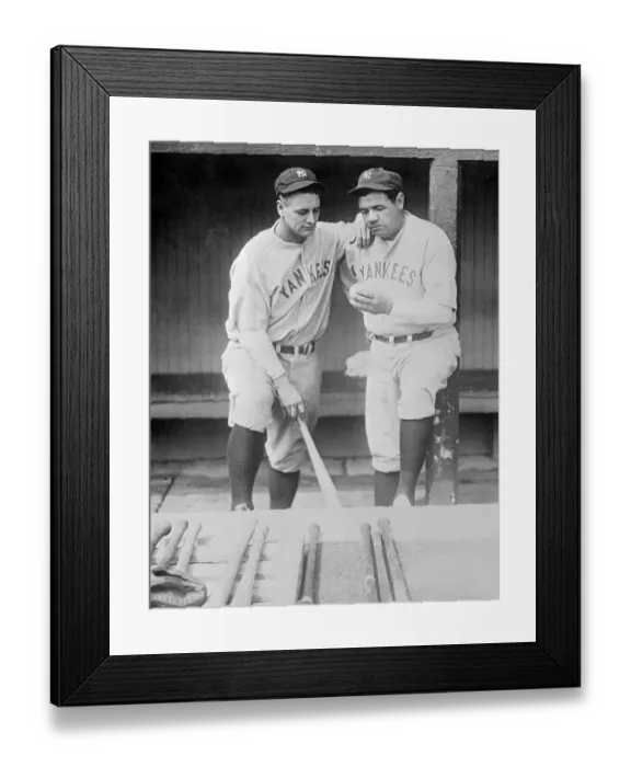 Framed Print : Lou Gehrig and Babe Ruth Holding Ball from 500th Home Run