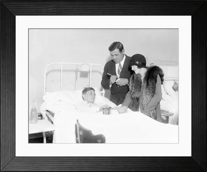 Framed Print : Babe Ruth and Wife Visiting Injured Fan Framed Print : Babe Ruth and Wife Visiting Injured Fan