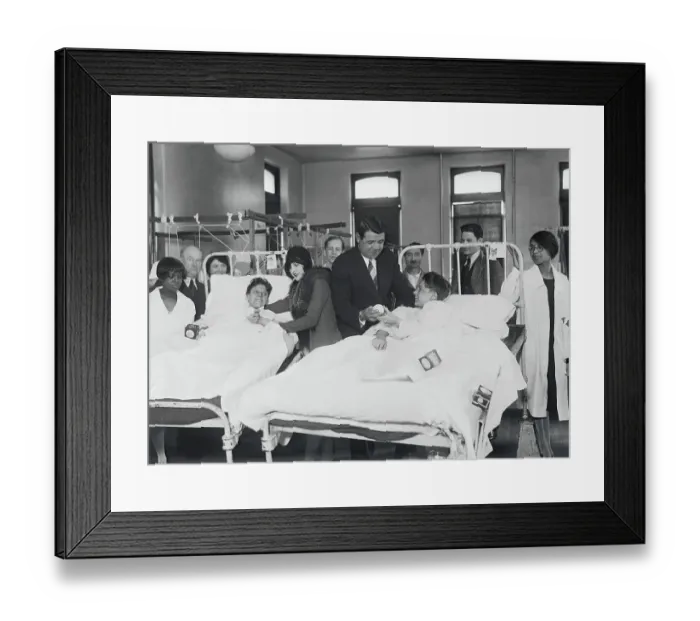 Framed Print : Babe Ruth and Wife Visiting Injured Fans Framed Print : Babe Ruth and Wife Visiting Injured Fans