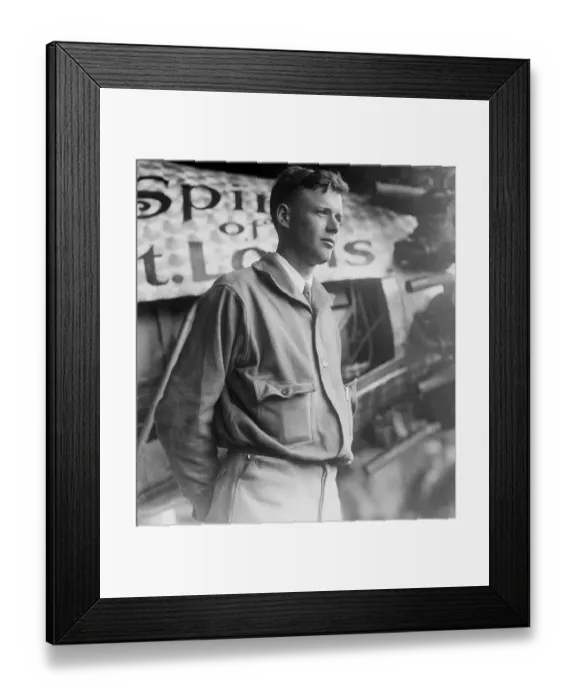 Framed Print : Aviator Charles Lindbergh with Spirit of St. Louis Framed Print : Aviator Charles Lindbergh with Spirit of St. Louis