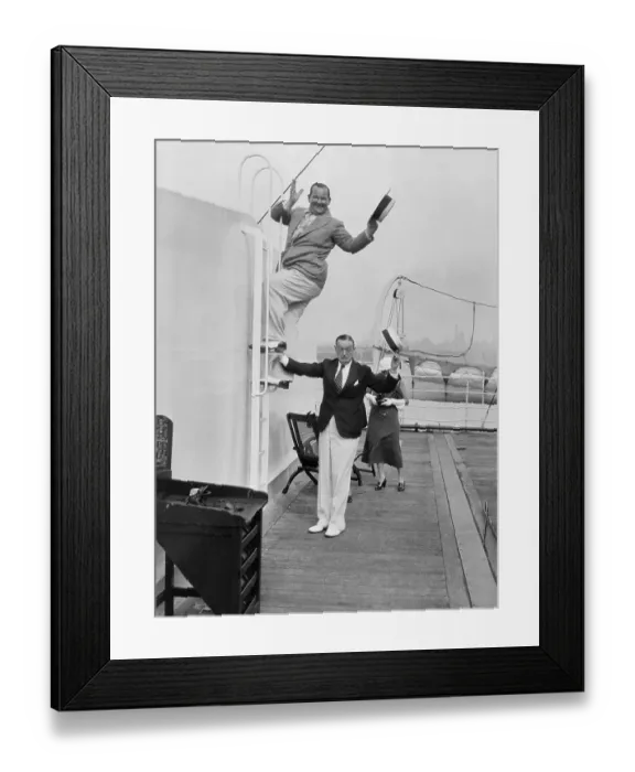 Framed Print : Stan Laurel and Oliver Hardy Vacationing on Ship Framed Print : Stan Laurel and Oliver Hardy Vacationing on Ship