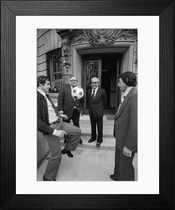 Framed Print : Soccer Players Showing Ball Skills to England's Ambassador Framed Print : Soccer Players Showing Ball Skills to England's Ambassador