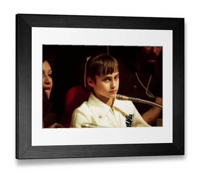 Framed Print : Olympian Nadia Comaneci with Press Framed Print : Olympian Nadia Comaneci with Press