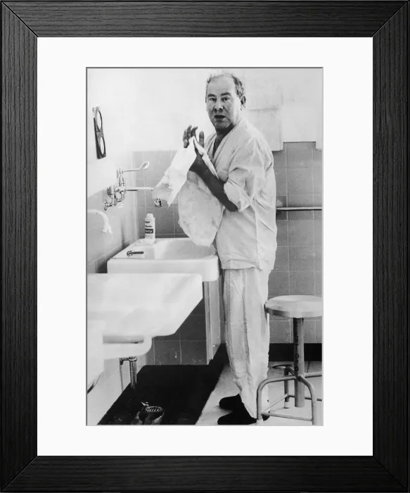 Framed Print : Philip Blaiberg Washing Hands at Sink Framed Print : Philip Blaiberg Washing Hands at Sink