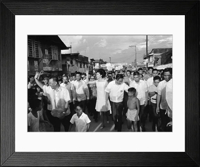 Framed Print : President Marcos and Wife Walking with Citizens Framed Print : President Marcos and Wife Walking with Citizens