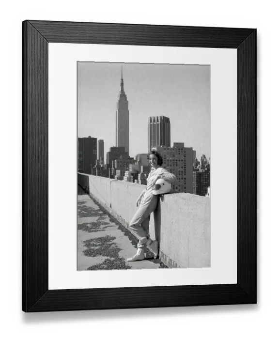 Framed Print : Janet Guthrie Standing on Rooftop Framed Print : Janet Guthrie Standing on Rooftop