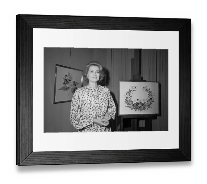 Framed Print : Grace Kelly Displaying Her Collage Framed Print : Grace Kelly Displaying Her Collage