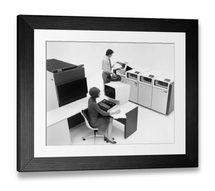 Framed Print : People Using IBM 370115 Computer Framed Print : People Using IBM 370115 Computer