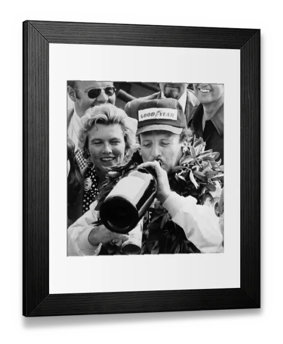 Framed Print : A.J. Foyt Drinking Champagne From Bottle Framed Print : A.J. Foyt Drinking Champagne From Bottle