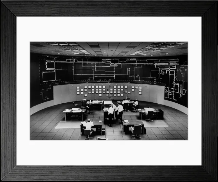 Framed Print : View of Workers and Computers in Electricity Control Center Framed Print : View of Workers and Computers in Electricity Control Center