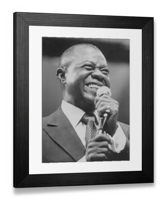Framed Print : Louis Armstrong Singing with Microphone Framed Print : Louis Armstrong Singing with Microphone