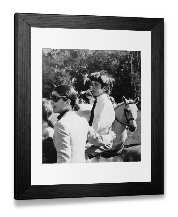 Framed Print : Portrait of Jackie and John F Kennedy Jr at Horse Show Framed Print : Portrait of Jackie and John F Kennedy Jr at Horse Show