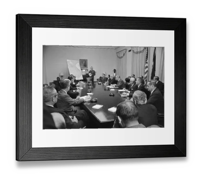 Framed Print : President Johnson and Political Advisers in Meeting Framed Print : President Johnson and Political Advisers in Meeting