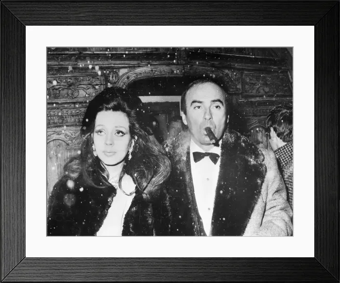 Framed Print : Couple Standing in Snowfall Framed Print : Couple Standing in Snowfall