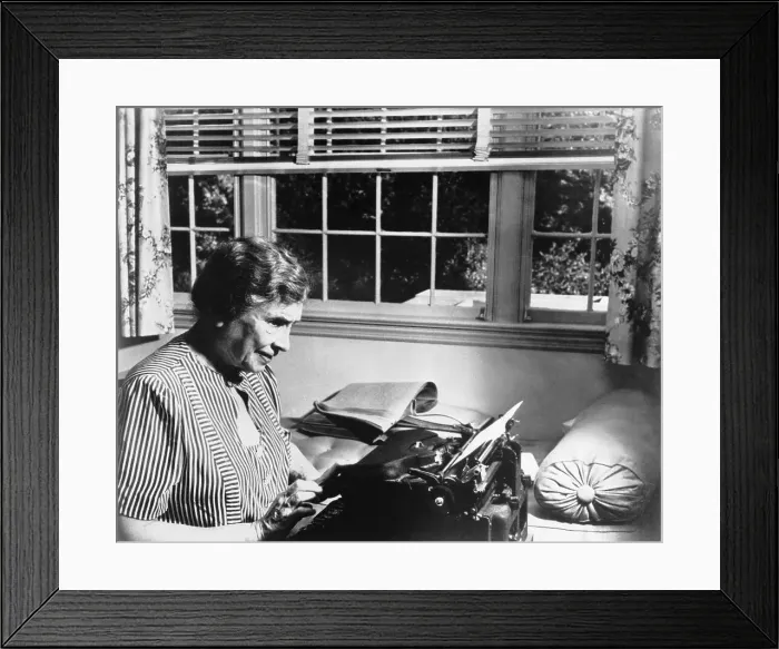 Framed Print : Helen Keller Sitting at Desk Framed Print : Helen Keller Sitting at Desk