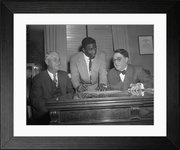 Framed Print : Jackie Robinson Signing Contract Framed Print : Jackie Robinson Signing Contract