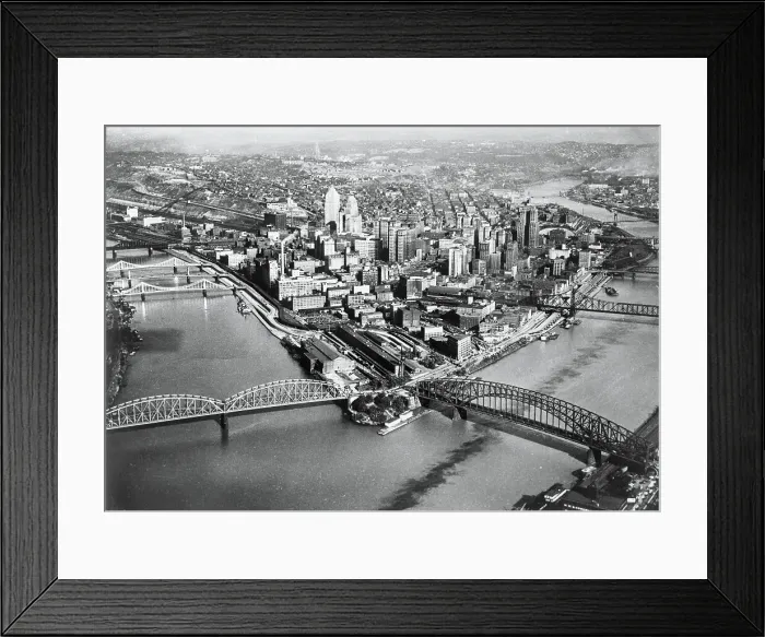 Framed Print : Aerial View of Downtown Pittsburgh