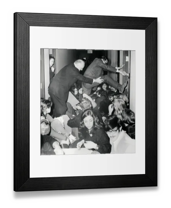 Framed Print : Recruiters Attempting to Climb over Protesters Framed Print : Recruiters Attempting to Climb over Protesters