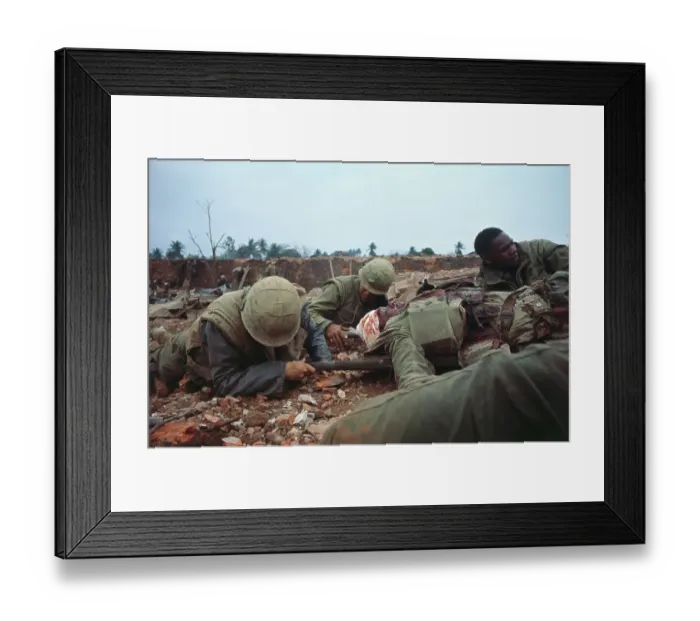 Framed Print : Soldiers Moving One of Their Wounded Framed Print : Soldiers Moving One of Their Wounded