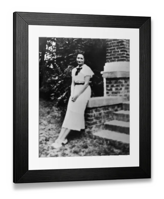 Framed Print : Lady Bird Johnson Leaning on Brick Entrance Framed Print : Lady Bird Johnson Leaning on Brick Entrance