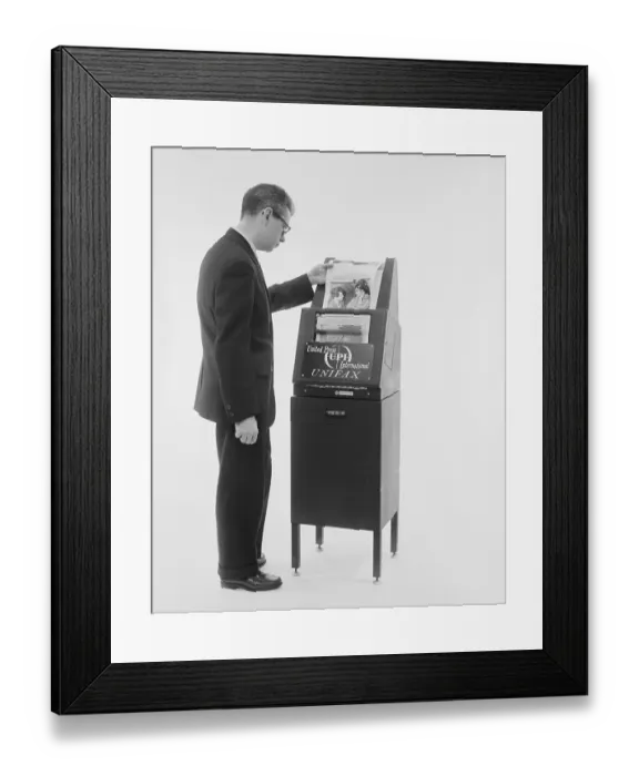 Framed Print : United Press International Unifax Machine in Use Framed Print : United Press International Unifax Machine in Use
