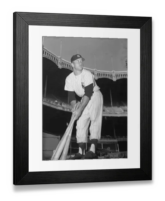 Framed Print : Mickey Mantle Picking up Three Bats Framed Print : Mickey Mantle Picking up Three Bats