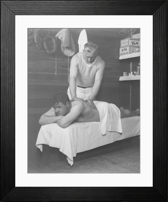 Framed Print : Babe Ruth Receiving Back Rub Framed Print : Babe Ruth Receiving Back Rub