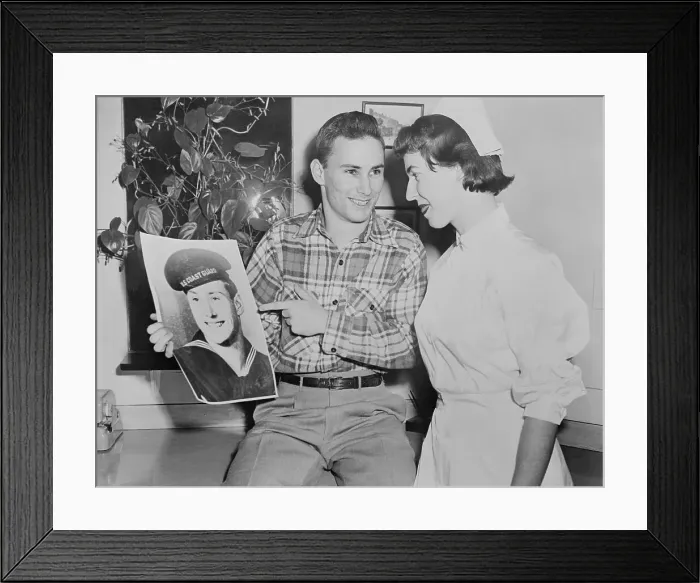 Framed Print : Ronald Herrick with Nurse Framed Print : Ronald Herrick with Nurse